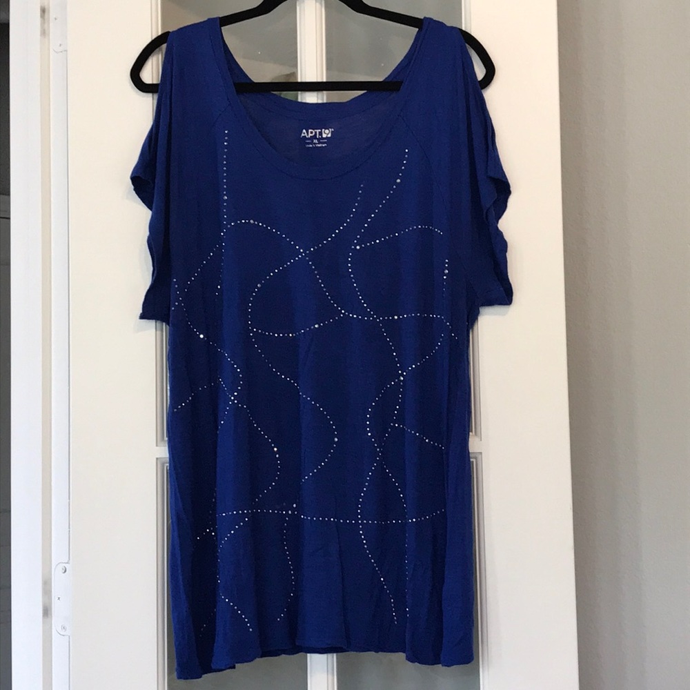 Apt. 9 cold shoulder tunic XL, royal blue.